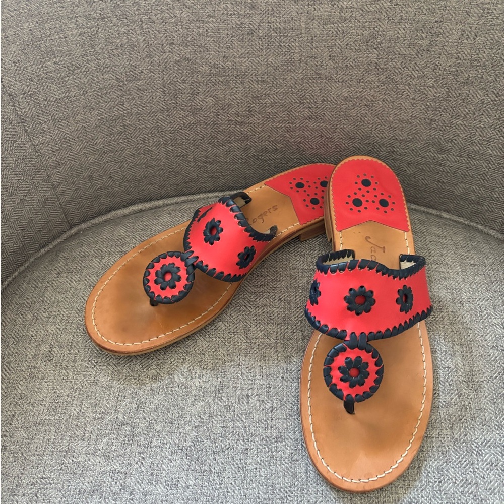 Jack Rogers Classic “Jacks” Pink and Navy Sandals
